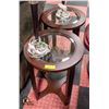 Image 1 : PAIR OF WOOD AND GLASS ROUND TOP END TABLES
