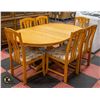 Image 1 : PINE KITCHEN TABLE WITH 2 LEAFS AND 6 CHAIRS
