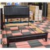 Image 1 : QUEEN SIZE BEDFRAME W/LEATHERETTE HEADBOARD H-55"