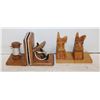 Image 1 : 2 SETS OF WOODEN VINTAGE BOOK ENDS