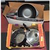 Image 1 : BOX OF ESTATE POTS/PANS