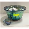 Image 1 : BLUE CARNIVAL GLASS PUNCH BOWL SET 12 CUPS