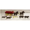 Image 1 : LOT OF VINTAGE CAST IRON HORSES AND WAGON