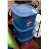 LOT OF 3 BLUE TOTES WITH LIDS