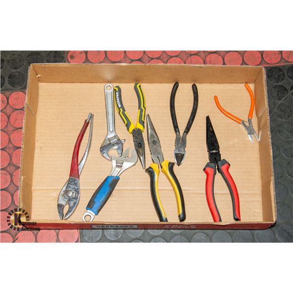 FLAT OF PLIERS AND CUTTERS ETC
