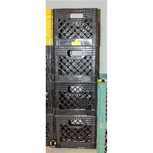 4 BLACK MILK CRATES BIN