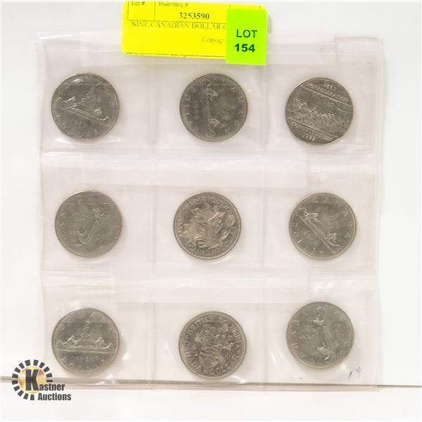 NINE CANADIAN DOLLAR COINS