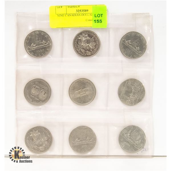 NINE CANADIAN DOLLAR COINS