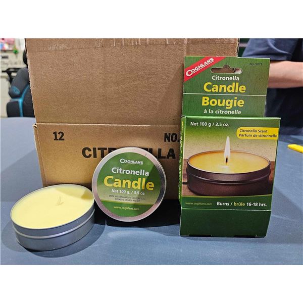 Coghlans Citronella Candles Burns 16-18hrs Lot of 12 x 100g