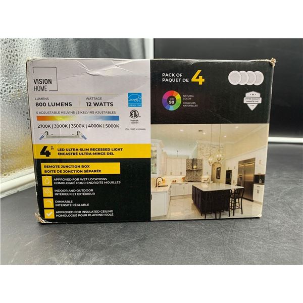 Vision Home 12w 4pk LED Ultra-slim Recessed Light