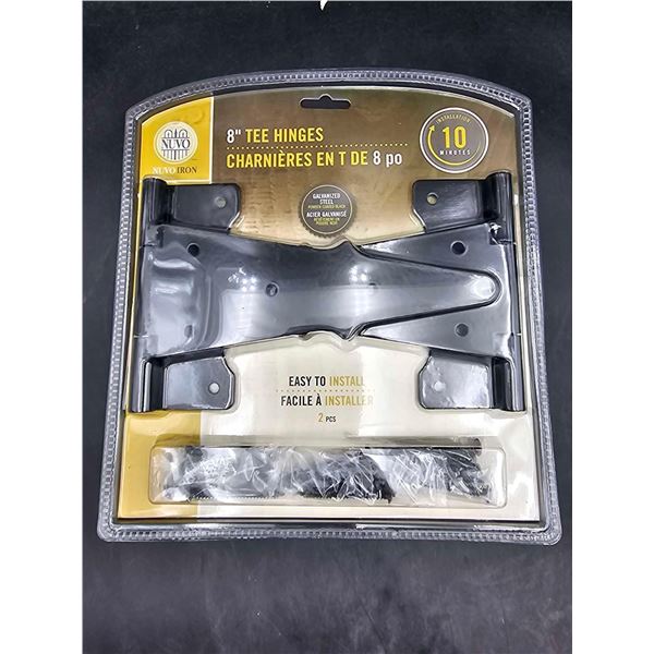 Nuvo Iron 8in Tee Hinges, Galvanized Steel