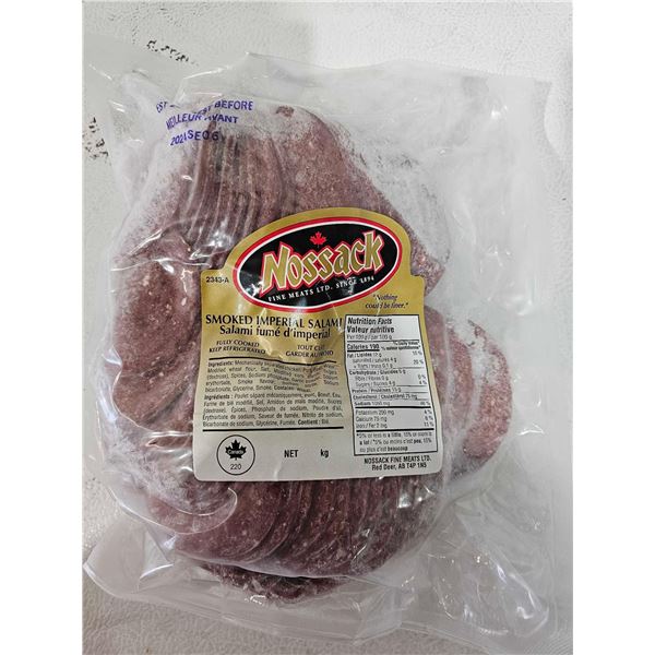***FROZEN*** Nossack Smoked Imperial Salami slices Aprox 4 Lbs