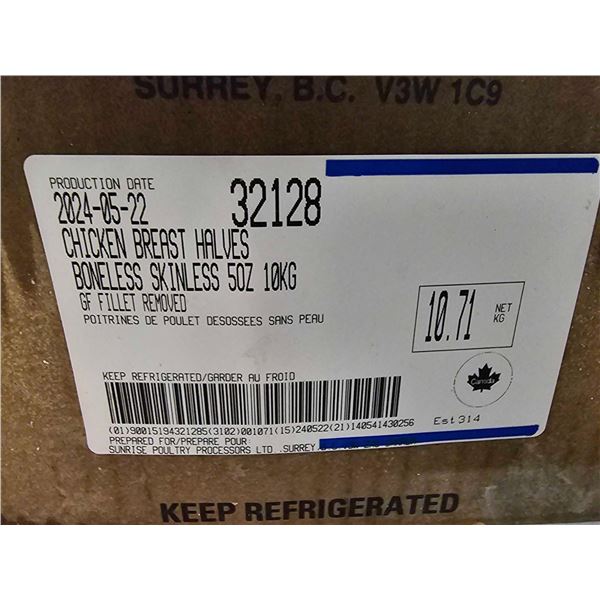 ***FROZEN*** Canadian Raised Chicken Breast Halves - Boneless & Skinless - Aprox 10.71Kg