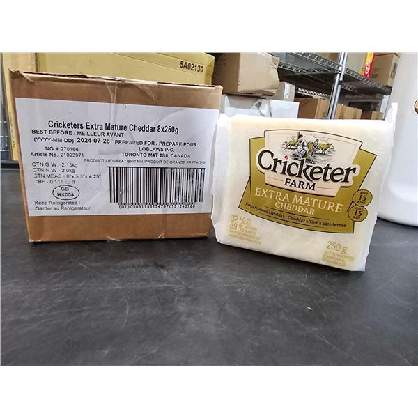 ***FROZEN*** Cricketer Farm Extra Mature Cheddar Cheese 8x250g