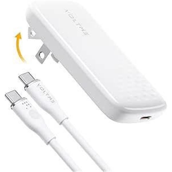 VOLTME USB C Charger, 65W PD 3.0 Wall Charger with 3.3FT Cable, Ultra Slim USB C Power Adapter with 
