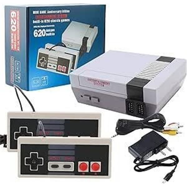 Classic Video Retro Game Console, AV Output Built-in with 620 Mini Retro Game Console Dual Players M