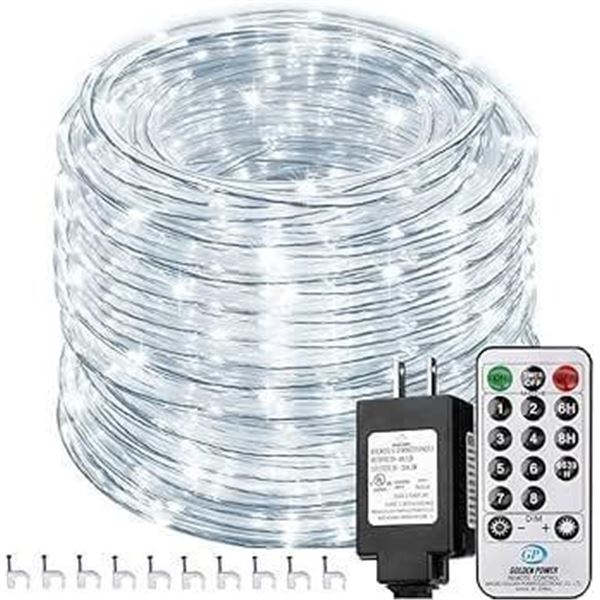Solhice 75 ft LED Rope Lights Outdoor with Remote Control, 280 LEDs Waterproof Dimmable Cool White T