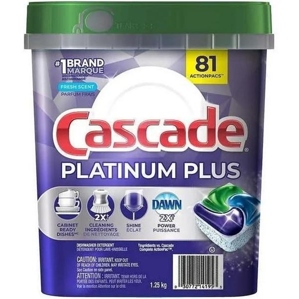 Cascade Platinum Plus Dishwasher Pod, Dish Detergent ActionPacs Dish Pods , Fresh Scent with 81 Acti