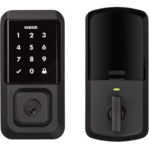 Weiser Halo Matte Black WiFi Smart Lock, Keyless Entry Door Lock, Touchscreen Keypad Door Lock, Amaz