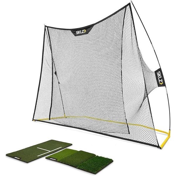 SKLZ Premium Home Golf Driving Range Kit with Net, Practice Mat & Stance Mat,Black
