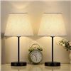 Image 1 : Table Lamps Bedside Lamps Set of 2 Desk Lamps Small Nightstand Lamps with Linen Fabric Lamp Drum Sha