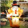 Image 1 : JOYDECOR 6FT Turkey Soldier with Hat and Gun, Thanksgiving Day Inflatable Decoration, Built-in LED A