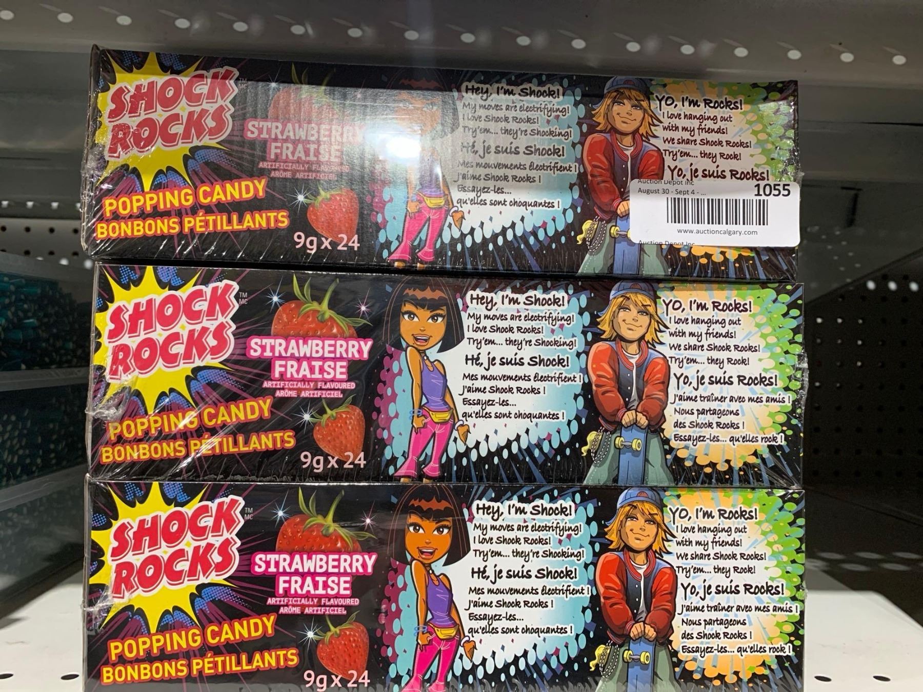 Shock Rocks Ft Shock Rocks Strawberry Flavor Popping Candy 9g x 24 x's 3 Boxes