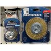 Image 2 : Mastercraft Wire Cup Brush Fine 2" x 3 packs & Wire Wheel Course 4" Lot of 2