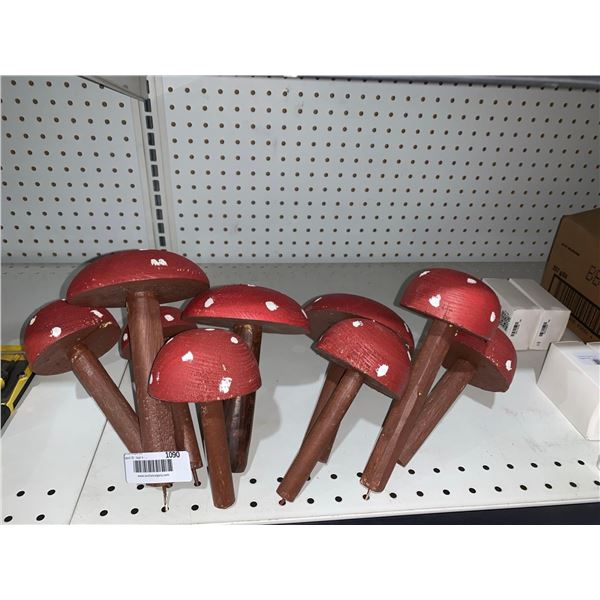 Locally Handcrafted Garden Decor Mushrooms Set of 9 Various Sizes