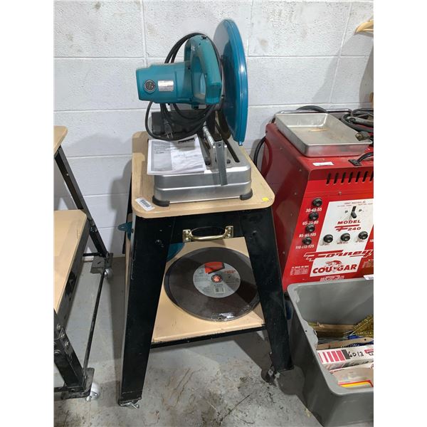 Makita Portable Cut-Off Saw On Tool Stand with Extra Blades