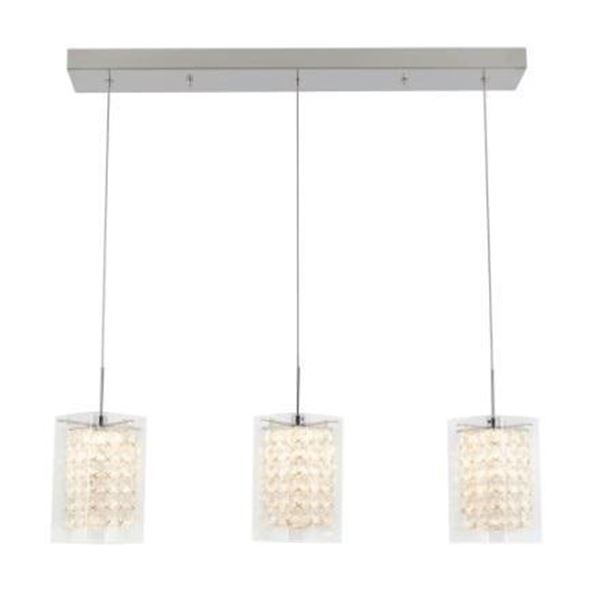 Artika Crystal Cube 3-light 13W Chrome Modern Hanging Dimmable Pendant Light with Glass Shade