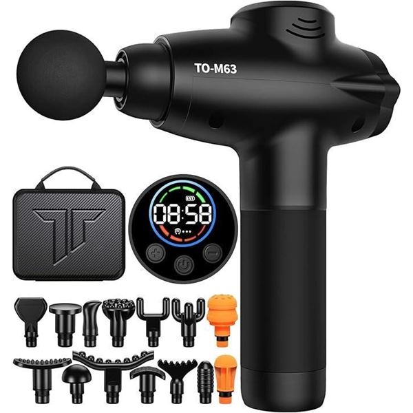 TOLOCO Massage Gun Deep Tissue Muscle Massager, Handheld Body Back Massagers with 15 Heads, Percussi
