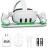 Image 1 : D.Gruoiza VR Charging Station with 45W USB-C Charger for Oculus/Meta Quest 3,LED Indicator Charging 
