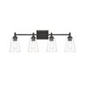 Image 1 : Hampton Bay Wakefield 4-Light Matte Black Modern Contemporary Bathroom Vanity Light with Clear Glass