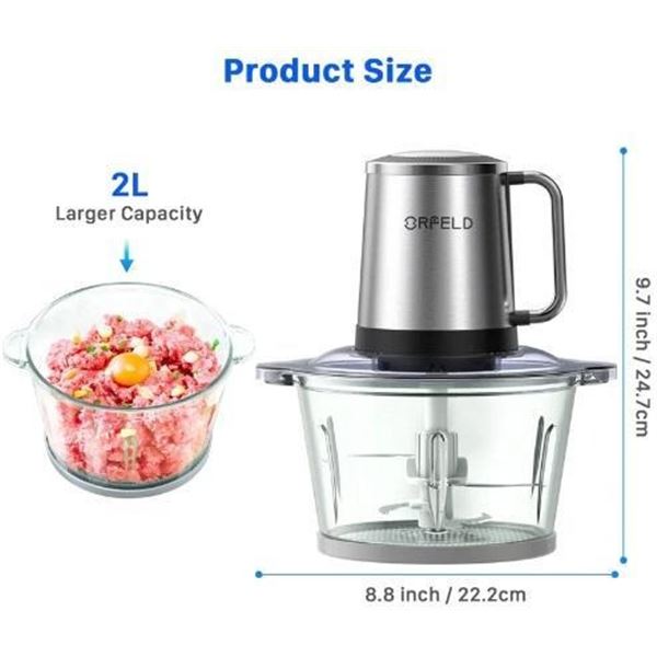 ORFELD Meat Grinder Electric Food Chopper, 2 Speeds Meat Chopper 8 Cup Food Processor New,