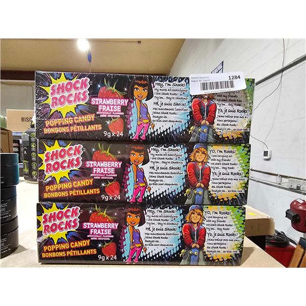 Shock Rocks Popping Candies - Strawberry Flavor  - 3X( 9x24g)