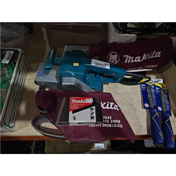 MAKITA 3"X24" BELT SANDER DUSTLESS, Model:9924DB , Blue with Extra Bags & Belts