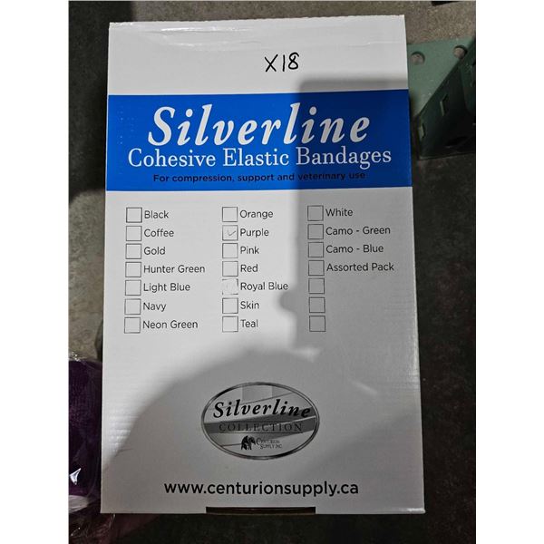 Silverline Cohesive Elastic Bandages - Purple - 18 Count