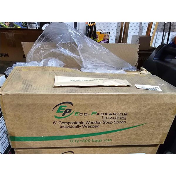 Eco Packaging 6Z" Compostable Wooden Soup Spoons - 500 Count