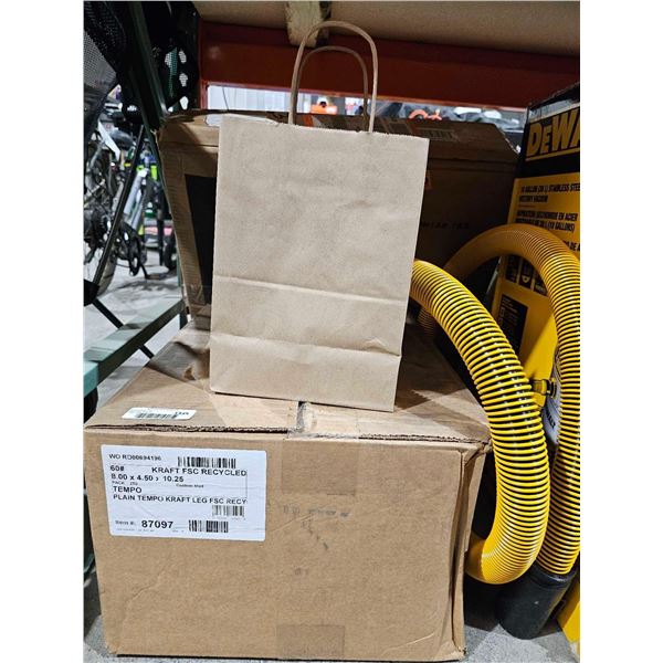 Kraft Brown Paper Bags with Handles 8x4.5x10.5" - 250 Count