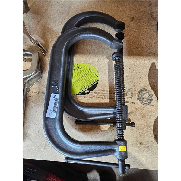 Lot of 2 - 10" Industrial C-Clamps