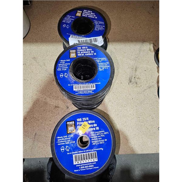 Lot of 9 Assorted Gauge Primary Wire - Black