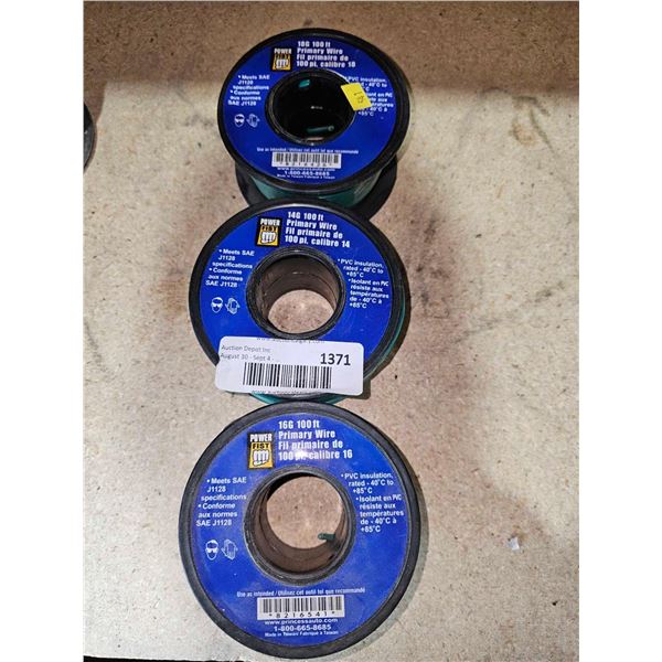 Lot of 3 Assorted Gauge Primary Wire - Green