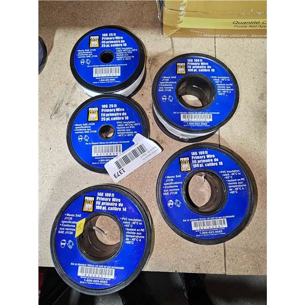 Lot of 5 Assorted Gauge Primary Wire - White
