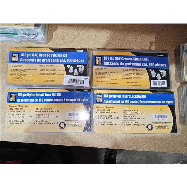 Bulk Lot of Assorted SAE Grease Fittings & Nylon Insert Locks