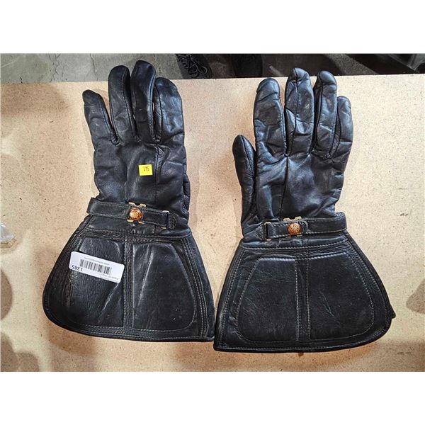 Vintage Leather Motorcycle Gloves Gauntlet Style - Size Men's Large