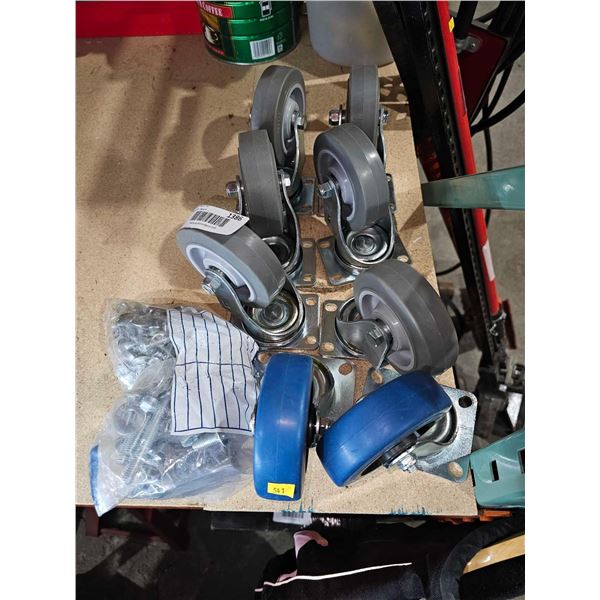 Lot of 8 Casters with Hardware