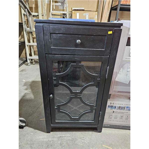 Black Accent Wine Cabinet with Wine Glass Holders 19x16x34"