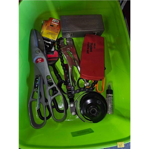 Lot of Assorted Shears, Protractors Dremel Bits and More