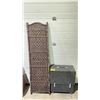 Image 2 : WICKER FOLDING WALL & ROLLING FOLDOUT A/V STORAGE CART